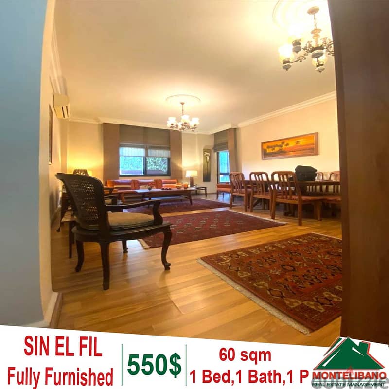 Fully Furnished 60 SQM Apartment for rent in SIN EL FIL !! 0