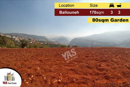 Ballouneh 170m2 + 80m2 garden - new - panoramic view-