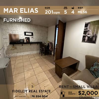 Villa for rent in Mar elias FURNISHED ML56 للإيجار في مار الياس فيلا