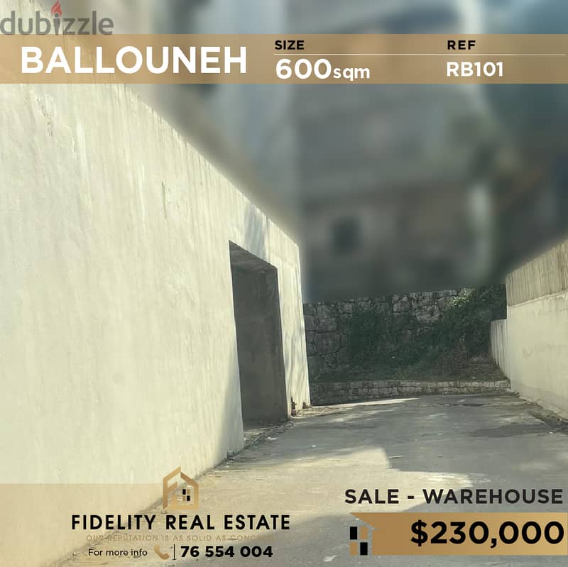 Warehouse for sale in Ballouneh RB101 0