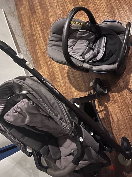 bebe comfort stroller and two car seats 2