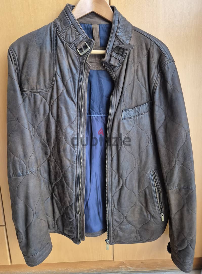 MASSIMO DUTTI Genuine Leather Jacket NEW Size 50 0