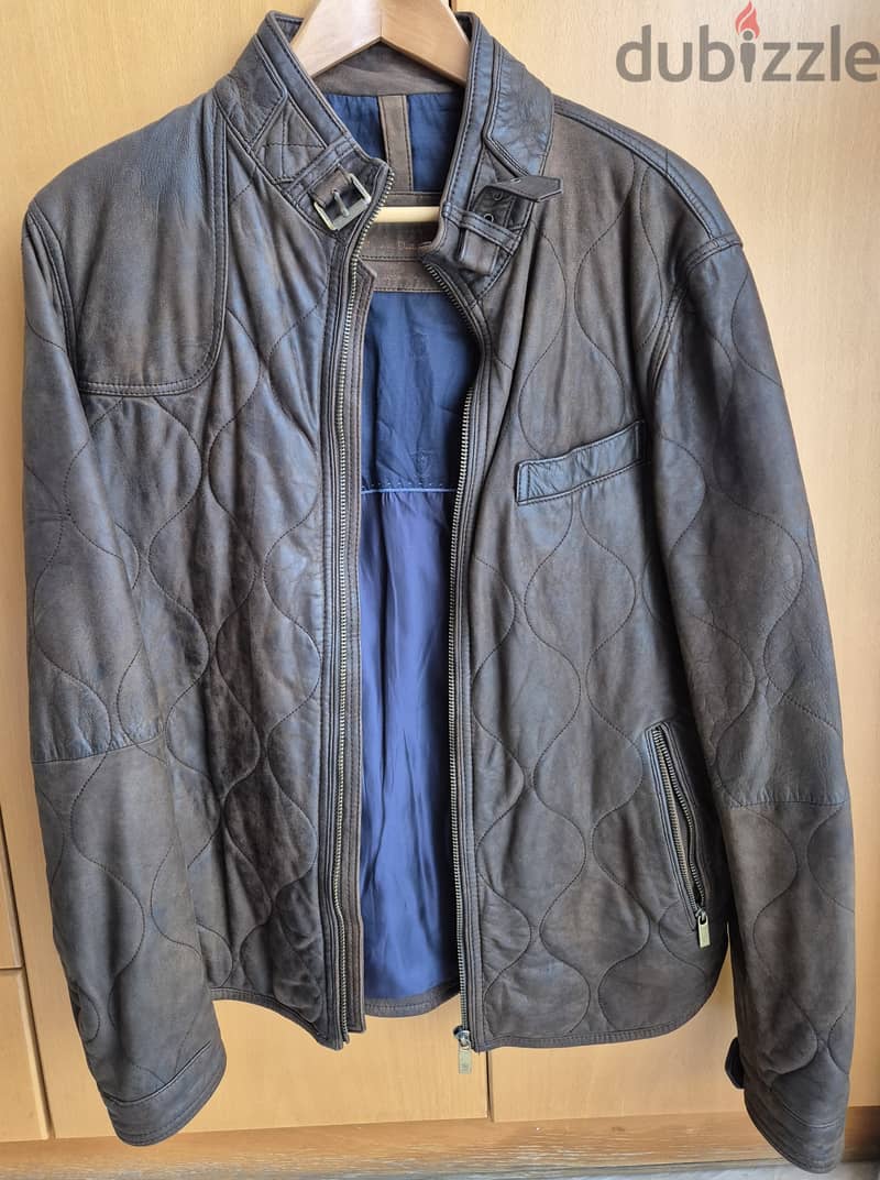 MASSIMO DUTTI Genuine Leather Jacket NEW Size 50 1