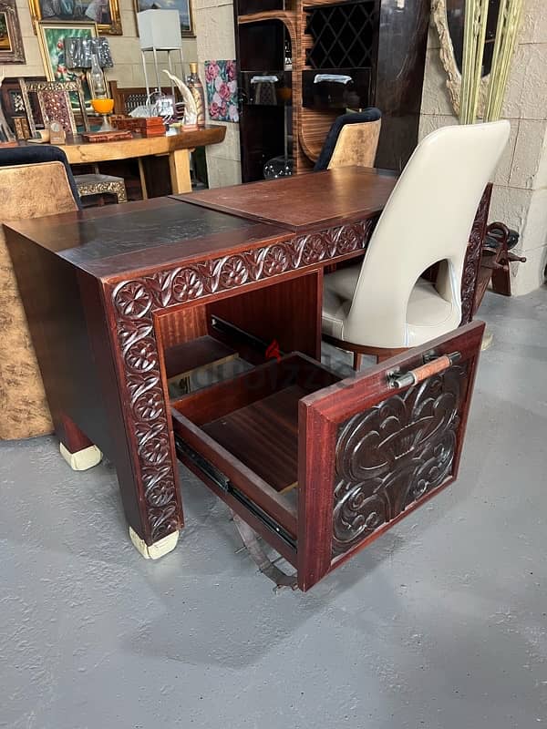 solid wood office with leather chair 6