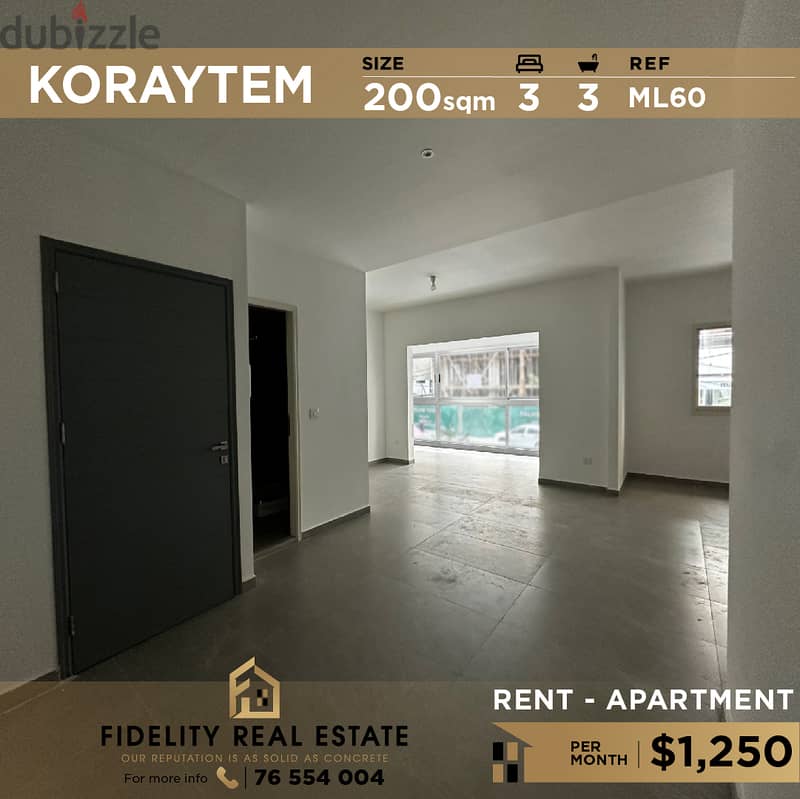 Apartment for rent in Koraytem ML60 0