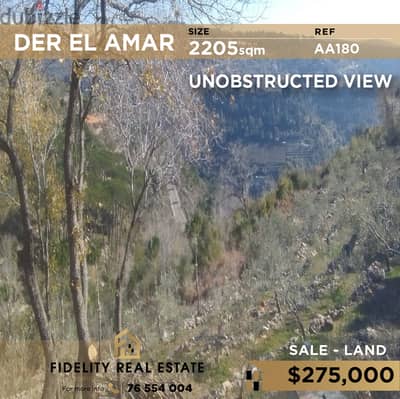 Land for sale in Deir el amar AA180رض للبيع بدير القمر