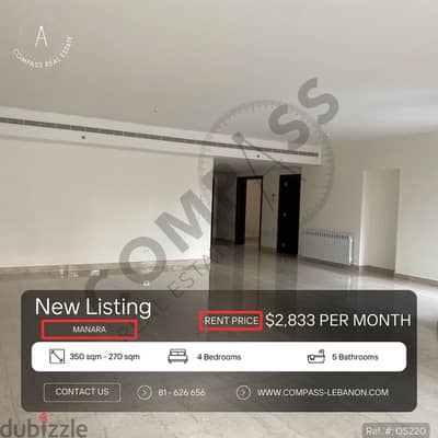 Stunning Apartment for Rent in Manara