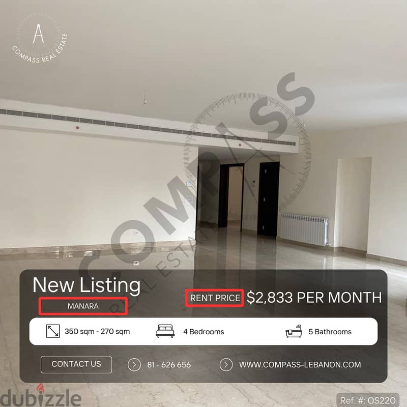 Stunning Apartment for Rent in Manara 0