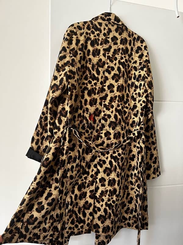 Leopard print tailored elegant long jacket 2