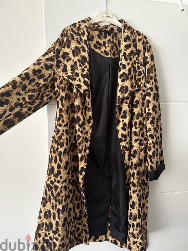 Leopard print tailored elegant long jacket 3