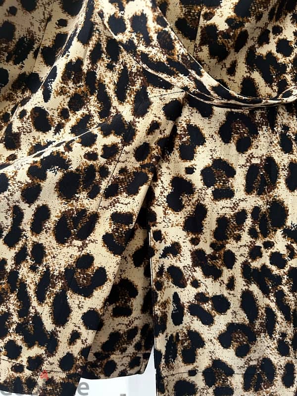 Leopard print tailored elegant long jacket 4