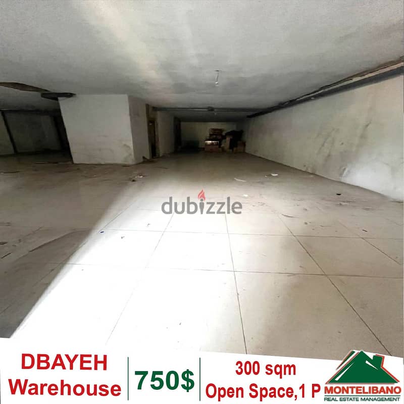 300 sqm Open space Warehouse for rent in Dbayeh with  3 meters height 0