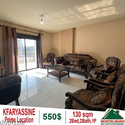 130 sqm apartment for rent in Kfaryassine!!