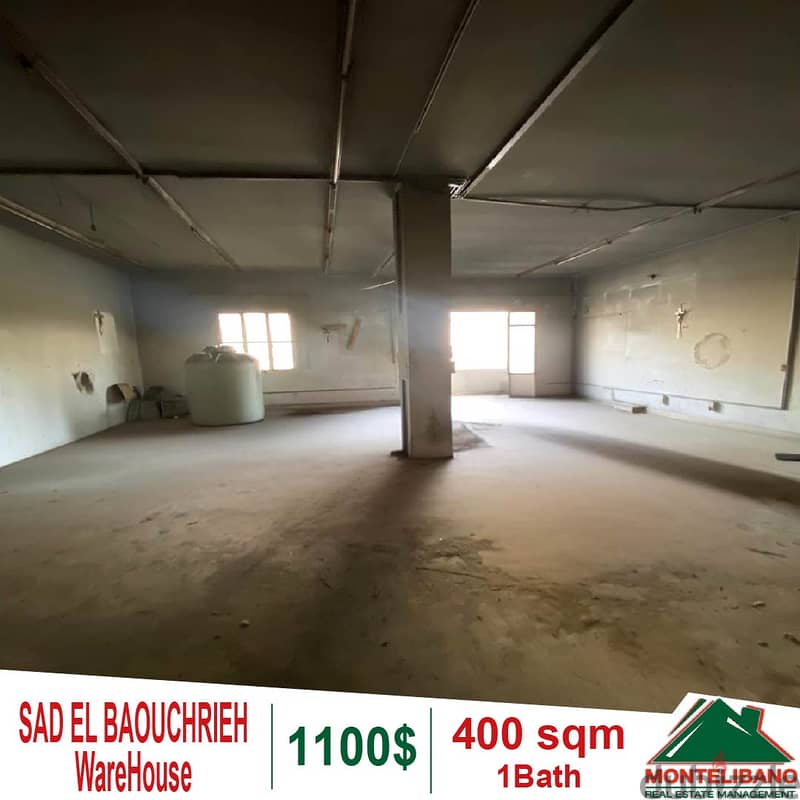 400 sqm warehouse for rent in Sad el Baouchrieh!! 0