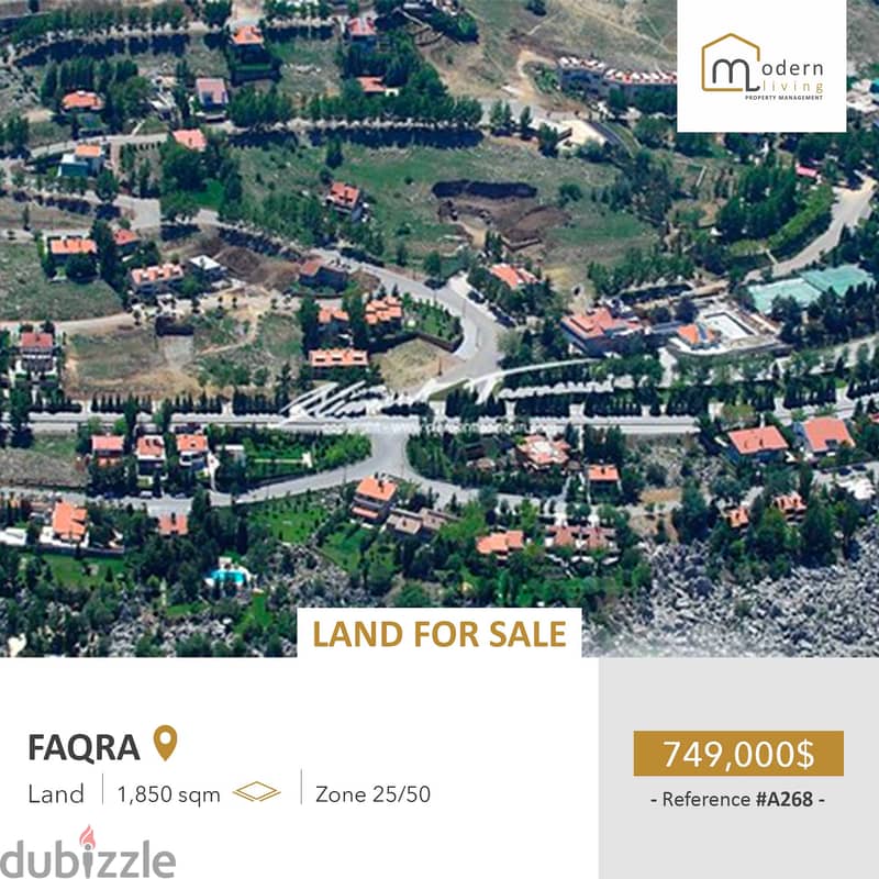 1,850 Sqm - Land For Sale In Faqra 0