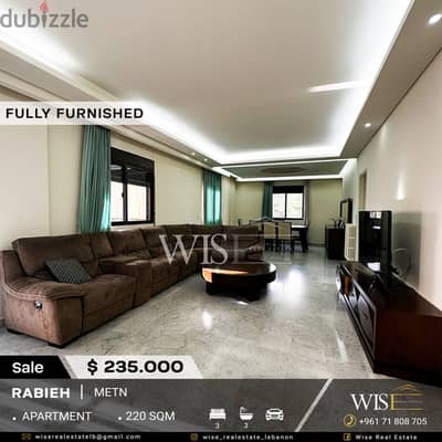  220 SQM fully furnished Apartment for SALE in Rabieh!