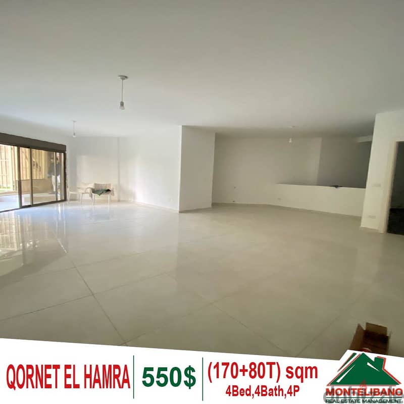 170 sqm apartment for rent in Qornet el Hamra!! 0