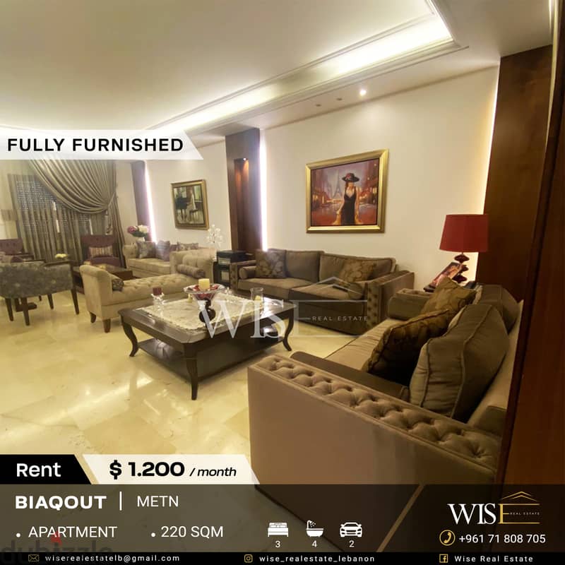  220 SQM fully furnished Apartment for RENT in Biaqout! 0