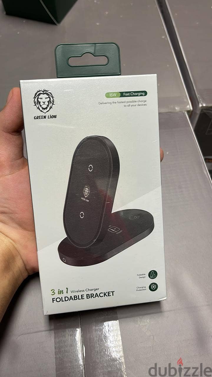 Green lion 3 in 1 wireless charger foldable bracket last and new pric 0