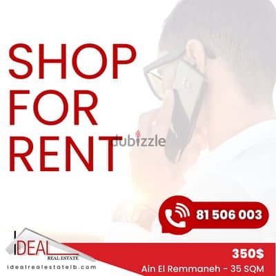 Shop 35sqm for rent in Ain el remmaneh , Baabda REF#JPT22159