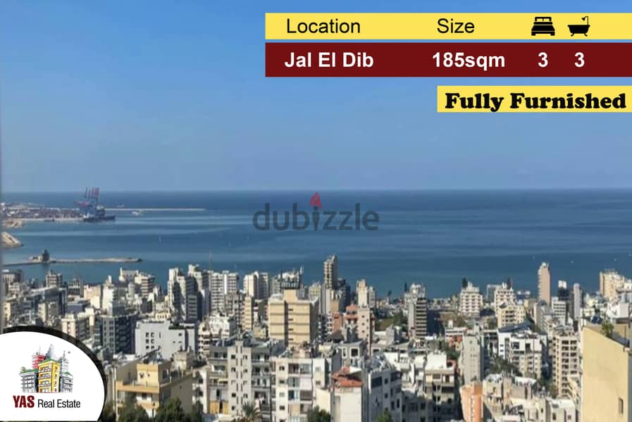 Jal El Dib 185m2 | Fully Furnished | Renovated Flat | Open Sea View|MJ 0