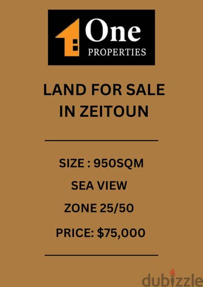 LAND FOR SALE IN ZEITOUN