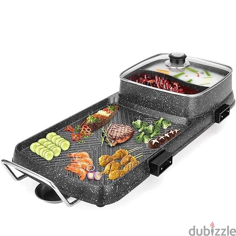 Mirage Electric Grill Pan With Pot 1500 W 2