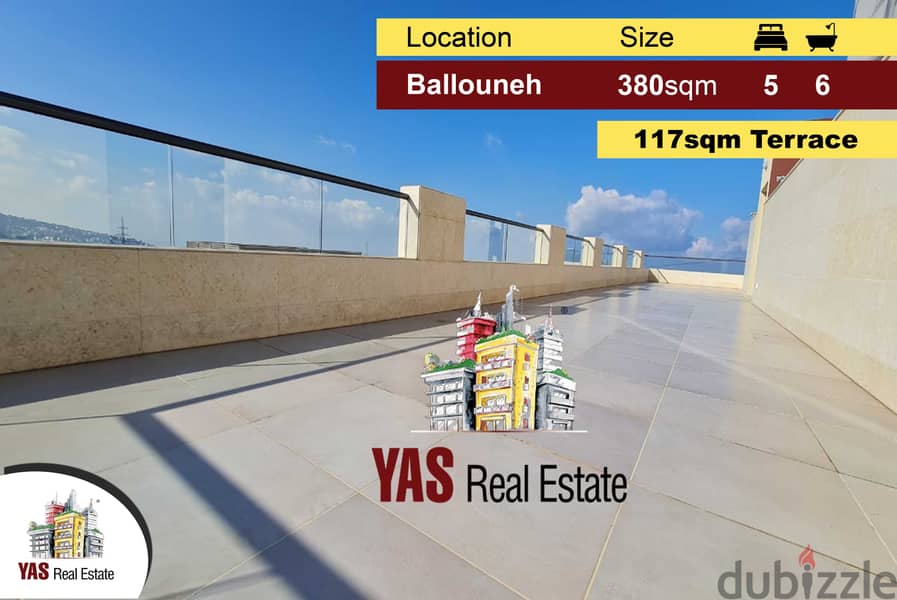 Ballouneh 380m2 Duplex | 117m2 Terrace | New | High-End | Prime | View 0