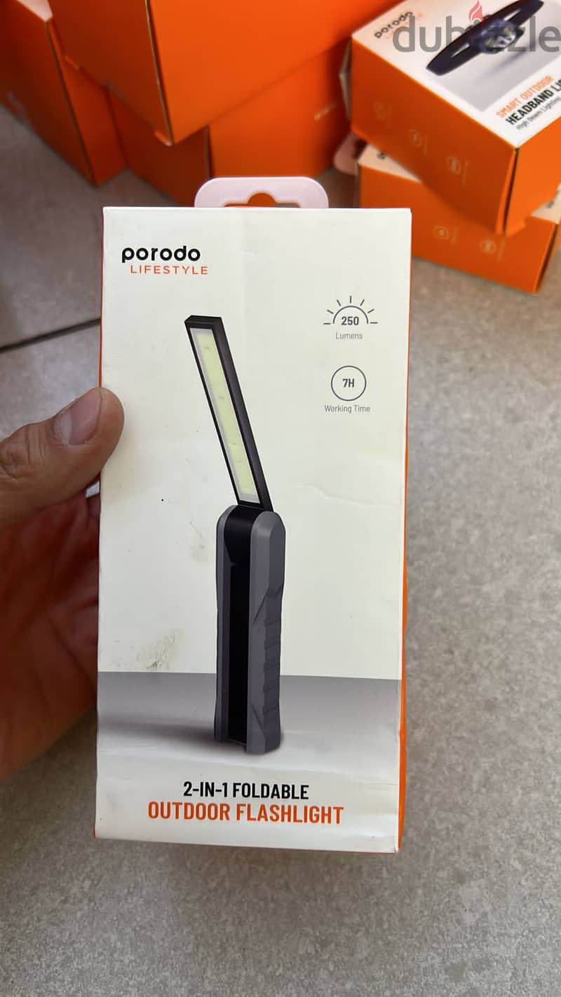 Porodo 2 in 1 foldable outdoor flashlight 250lm exclusive & best offe 0