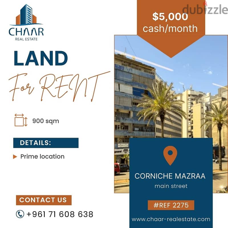 #R2275 - Commercial Land for Rent in Corniche Mazraa 0