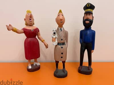 Tintin Haddock Castafiore Wood Statues 30cm