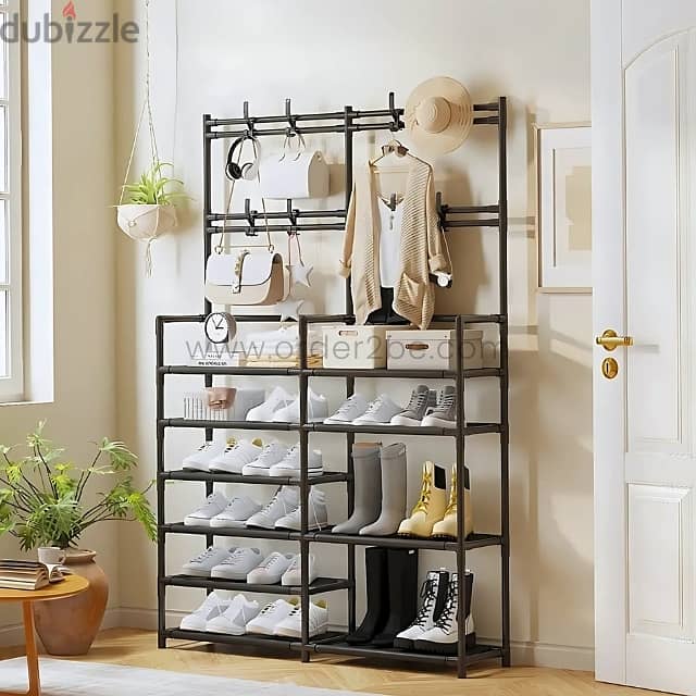 7-Tier Shoe Rack for 24 Pairs with Bonus Storage & Hangers 0