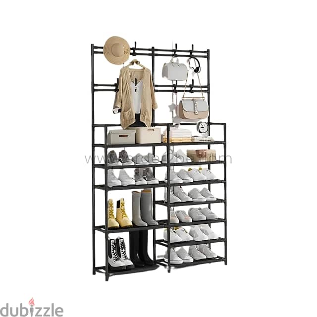 7-Tier Shoe Rack for 24 Pairs with Bonus Storage & Hangers 8