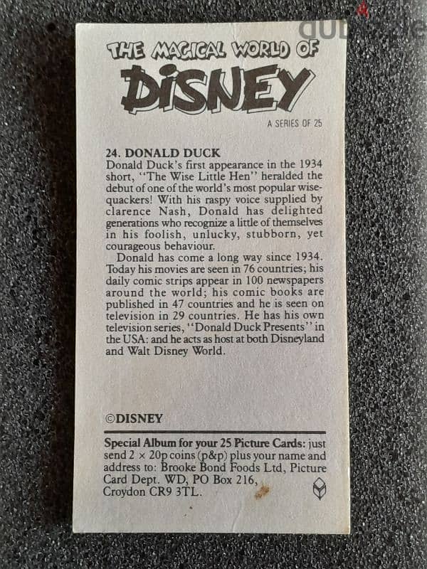 Vintage 1989 UK Disney Brooke Bond complete 25 Trading card 9