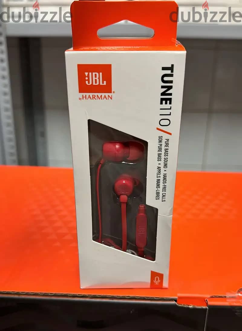 Jbl tune 110 earphones 3.5mm red 0