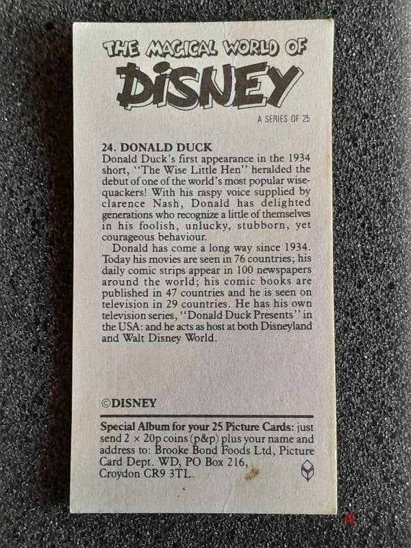 Vintage The Magical World of Disney 1989 complete 25 trading card mint 2