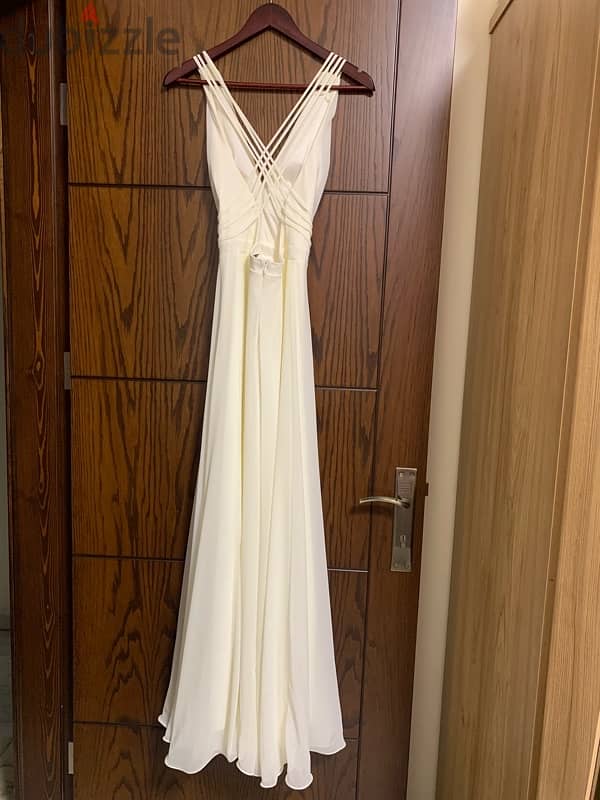 long white wedding dress used only one time 0