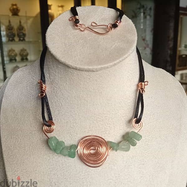 Handmade Jade and Copper Necklace 0