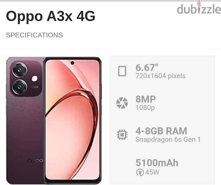 هاتف oppo a3x شبة مستعمل 128g 0