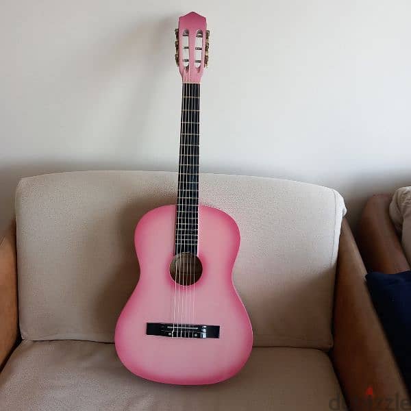 Classic  Guitar - Rose color - size 3/4 with Stand in wood 2