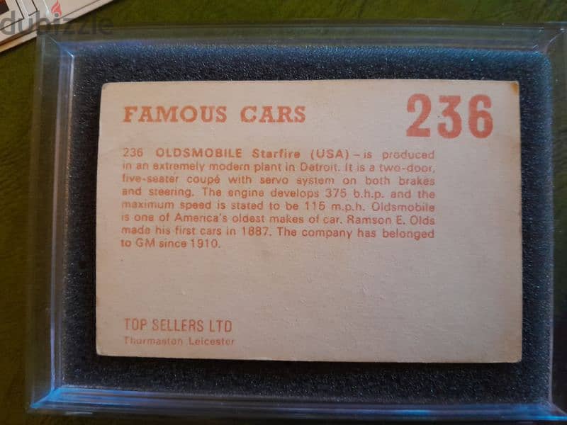 Rare 60's top sellers Ltd. panini Oldsmobile starfire card 1