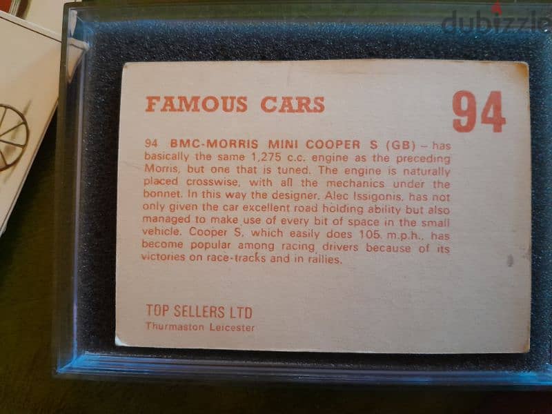 Rare 60's Top sellers Ltd panini Morris MINI trading card 1