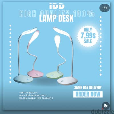 Touch-Control LED Desk Lamp – 3 Brightness Levels, 360° Adjustable,