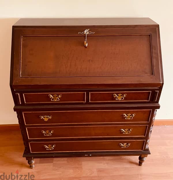 Regency single bed with night table and secretary cabinet desk 4