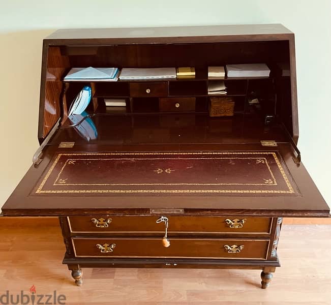 Regency single bed with night table and secretary cabinet desk 5