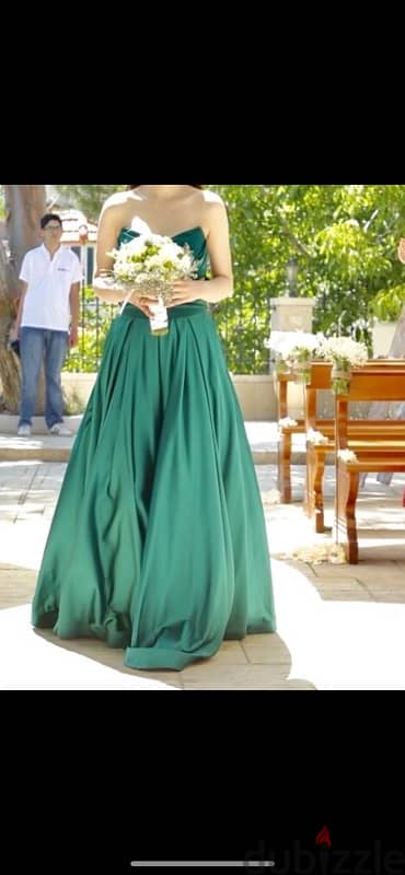 Elegant Strapless Green Dress – for Weddings and Special Events