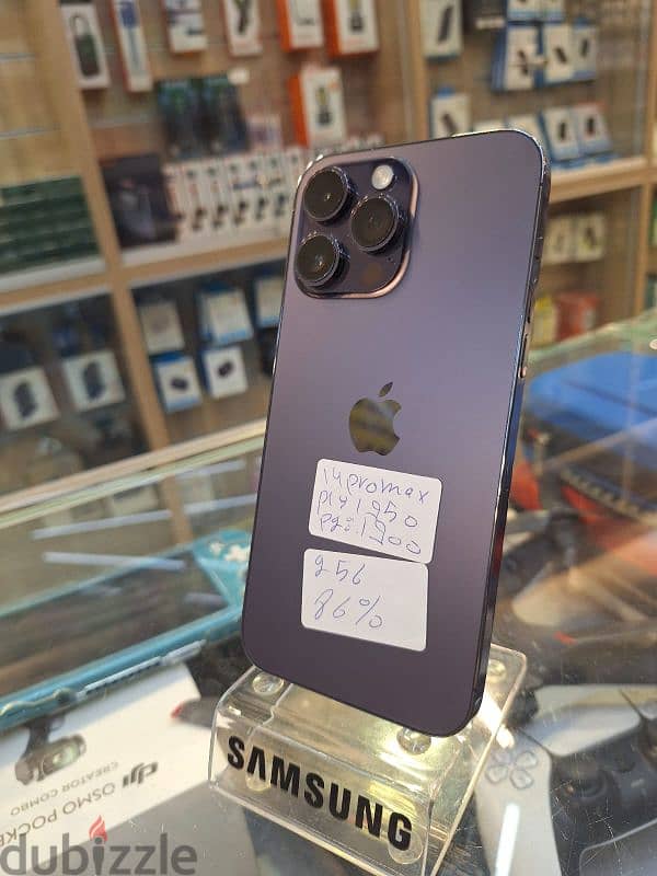 Used 14 pro max 256 gb purple battery:86% 0