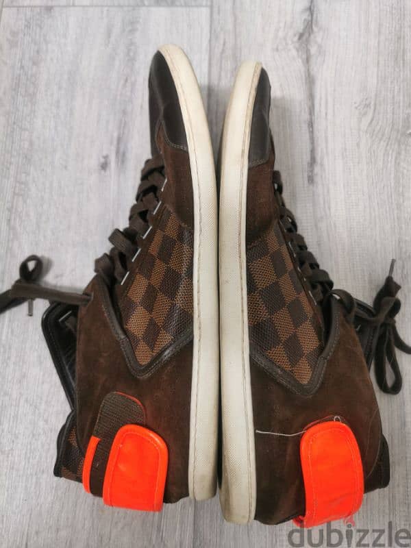 Louis Vuitton brown/orange damier graphite canvas and suede high tops 2