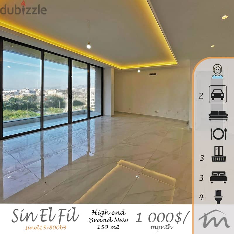 Sin El Fil | Brand New, High End 3 Bedrooms Ap | Balcony | Open View 0