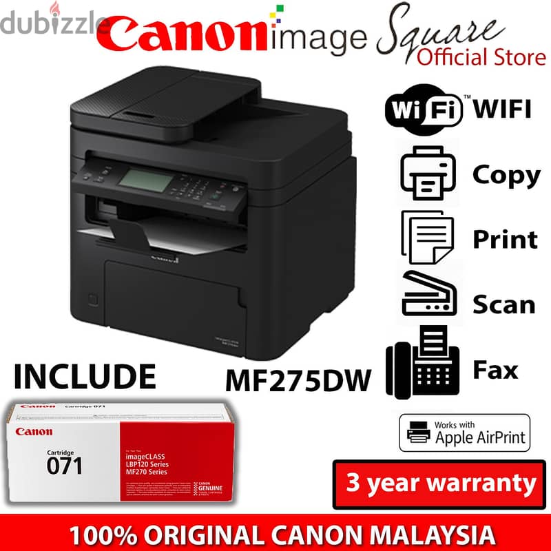 Canon all in One, Wireless, 2-Sided Laser Printer, MF275dw 8